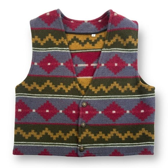 Aztec Vintage 100% Wool Vest Size Small - Picture 1 of 5